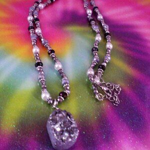 Sedona Beaded Jewelry Set; Hand Beaded, Drusy, Necklace, Earring Set